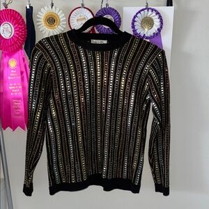 Vintage St. John Wayne gold, silver, bronze sweater as seen on Handpickedinc